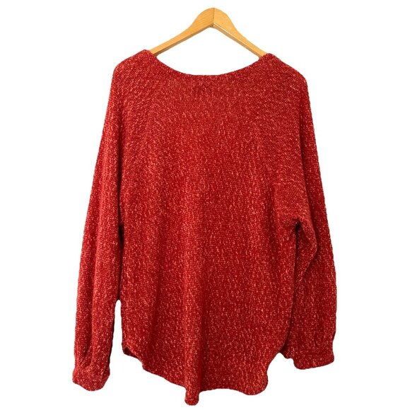 Urban Outfitters Oversized Deep V-Neck Sweater Top Womens size Medium Orange - Picture 2 of 7